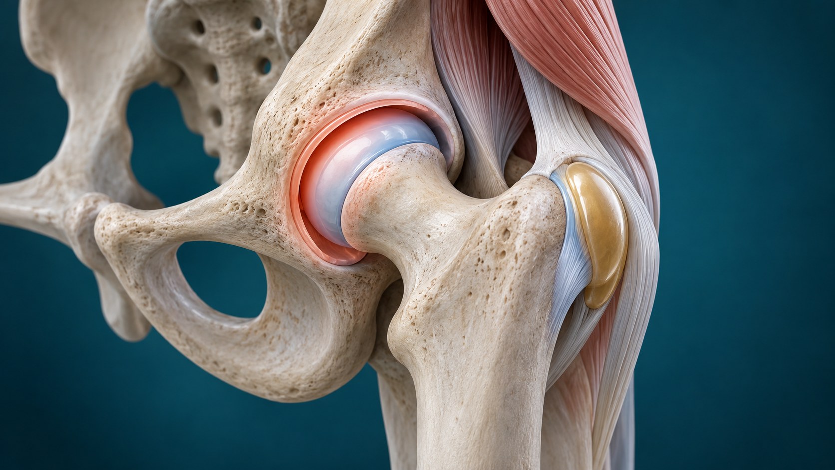 Hip joint, lateral hip soft tissues, pelvis, and lumbar referral pathways.